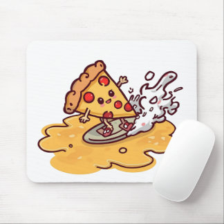 Alfombrilla De Ratón Cute Surfing Pizza Slice Mousepad