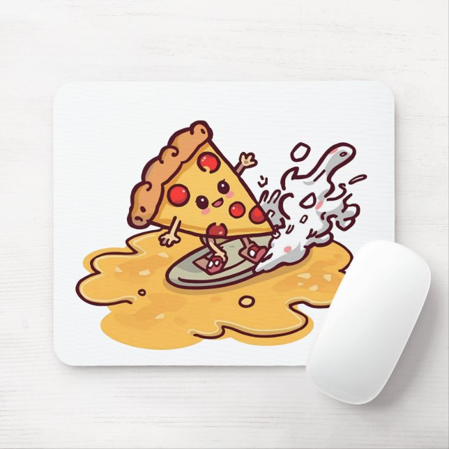 Alfombrilla De Ratón Cute Surfing Pizza Slice Mousepad  (Con ratón)