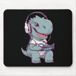 Alfombrilla De Ratón Cute T. Rex-dinosaur Jugando Videojuegos Gam