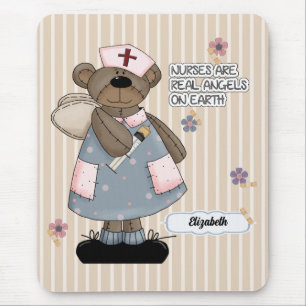 Alfombrilla De Ratón Cute Teddy Bear Angel Gift Mouse Pad para enfermer