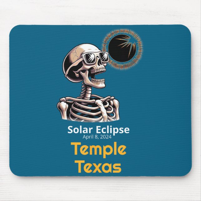 Alfombrilla De Ratón Cute Templo de Eclipse Solar de Esqueleto Texas (Frente)
