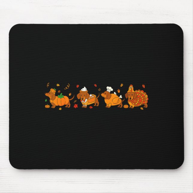 Alfombrilla De Ratón Cute Thanksgiving Dachshund Dogs Fall Gobble Prepp (Frente)