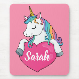 Alfombrilla De Ratón Cute Unicorn Nombre Personalizado 