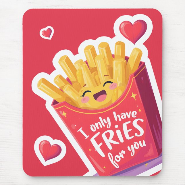 Alfombrilla De Ratón Cute Valentine French Fries Pun (Frente)