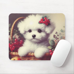 Alfombrilla De Ratón Cute vintage Bichon Frisé Pintura