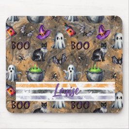 ALFOMBRILLA DE RATÓN CUTE WATERCOLOR HALLOWEEN GHOSTS CATS BATES