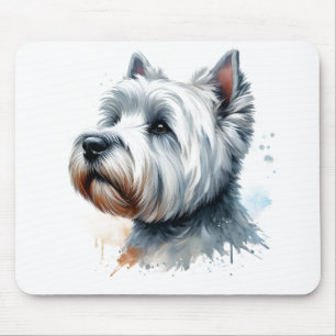 Alfombrilla De Ratón Cute Westie Dog Face Watercolor Art