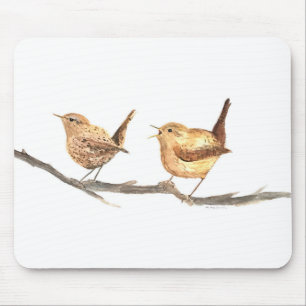 Alfombrilla De Ratón Cute wrens aves vivero acuarela