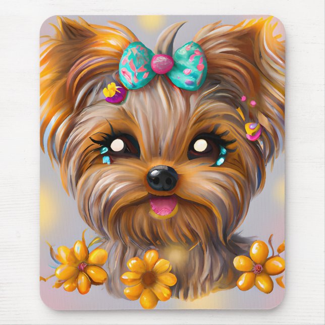 Alfombrilla De Ratón Cute Yorkie Kawaii Puppy (Frente)