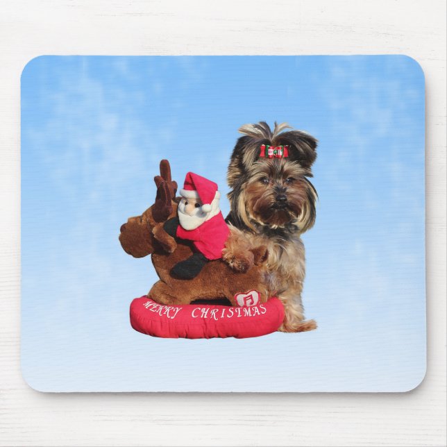 Alfombrilla De Ratón Cute Yorkshire Terrier Merry Christmas (Frente)