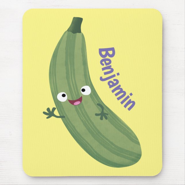 Alfombrilla De Ratón Cute zucchini feliz personalizado ilustracion (Frente)