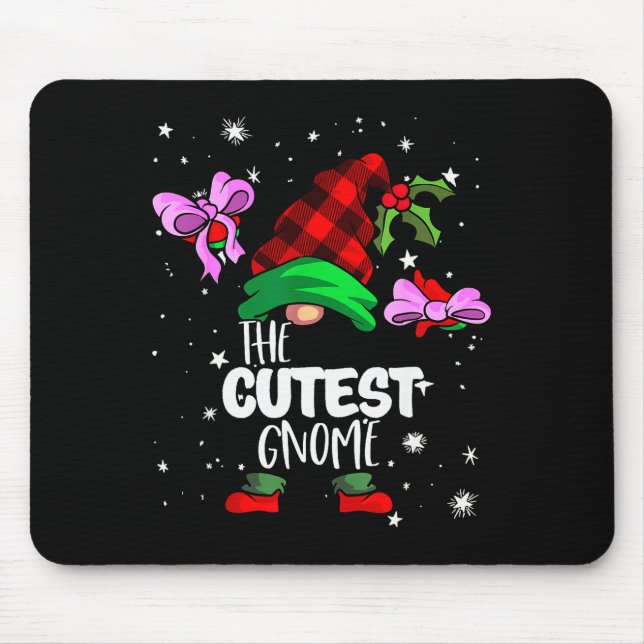 Alfombrilla De Ratón Cutest Gnome Red Buffalo Plaid Matching Family Chr (Frente)