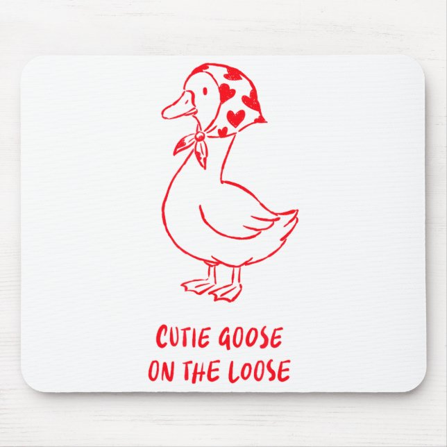Alfombrilla De Ratón Cutie Goose Valentine Hearts Bandana Cute Barnyard (Frente)