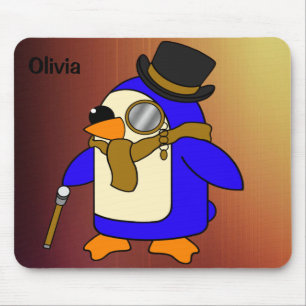 Alfombrilla De Ratón Cuto personalizado pingüino curtido cuero marrón