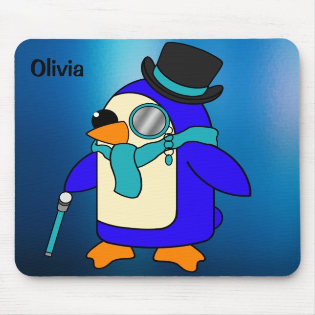 Alfombrilla De Ratón Cuto personalizado pingüino helado azul (Frente)