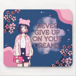 Alfombrilla De Ratón Cuto rosa azul Kawaii Anime Cerezo Blossom Girly