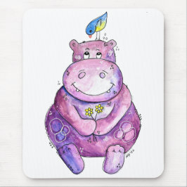 Alfombrilla De Ratón Cuto Whimsical Purple Hippo