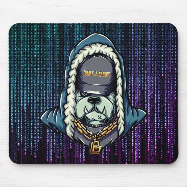 Alfombrilla De Ratón Cyberpunk Bulldog Neon Mouse Pad (Frente)