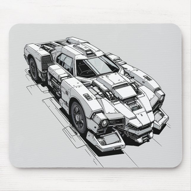 Alfombrilla De Ratón Cyberpunk Ink Car Ilustracion Mouse Pad (Frente)