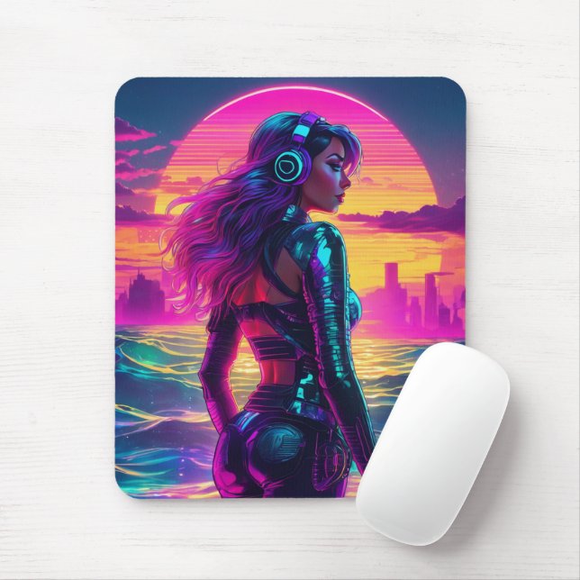 Alfombrilla De Ratón Cyberpunk Mermaid Mousepad (Con ratón)