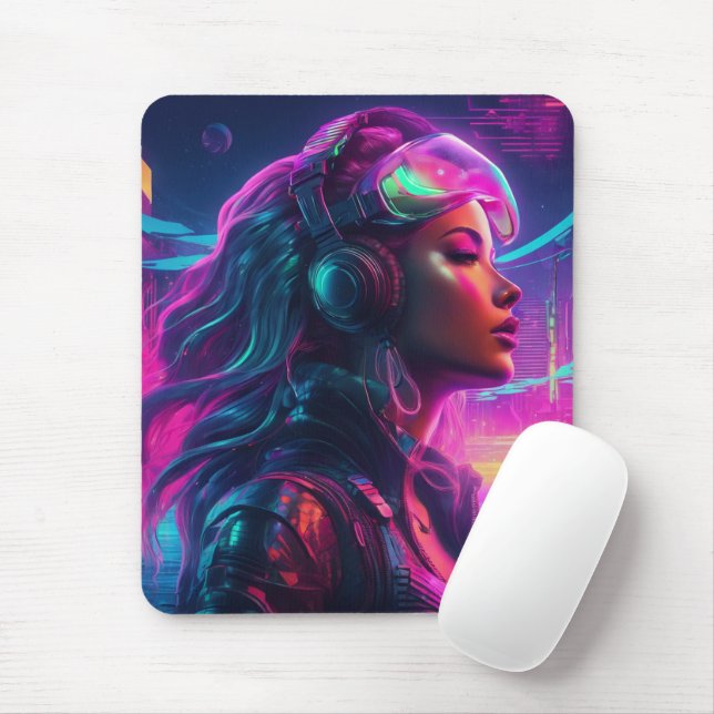 Alfombrilla De Ratón Cyberpunk Mermaid Mousepad (Con ratón)