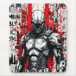 Alfombrilla De Ratón Cyberpunk Warrik Graffiti Mousepad - Rojo, Negro