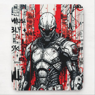 Alfombrilla De Ratón Cyberpunk Warrik Graffiti Mousepad - Rojo, Negro