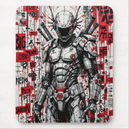 Alfombrilla De Ratón Cyberpunk Warrik Graffiti Mousepad - Rojo, Negro