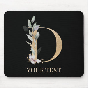 Alfombrilla De Ratón D Monograma Floral Almohadilla personalizada para
