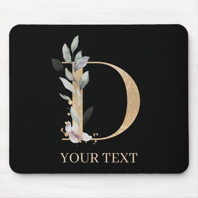 Alfombrilla De Ratón D Monograma Floral Almohadilla personalizada para  (Frente)