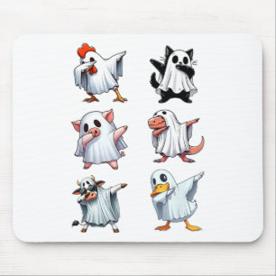 Alfombrilla De Ratón Dabbing Animals Farm Halloween Ghost Costume Funny