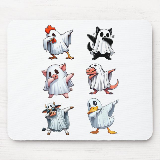 Alfombrilla De Ratón Dabbing Animals Farm Halloween Ghost Costume Funny (Frente)