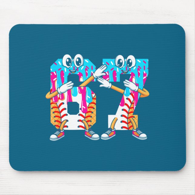 Alfombrilla De Ratón Dabbing Baseball Ice Cream Drip Number 67 Birthday (Frente)