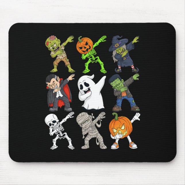 Alfombrilla De Ratón Dabbing Halloween Skeleton Zombie Scary Pumpkin Va (Frente)