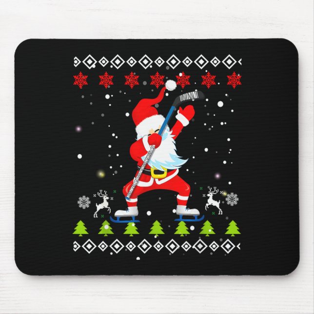 Alfombrilla De Ratón Dabbing Santa Hockey Ugly Christmas Sweater Xmas  (Frente)