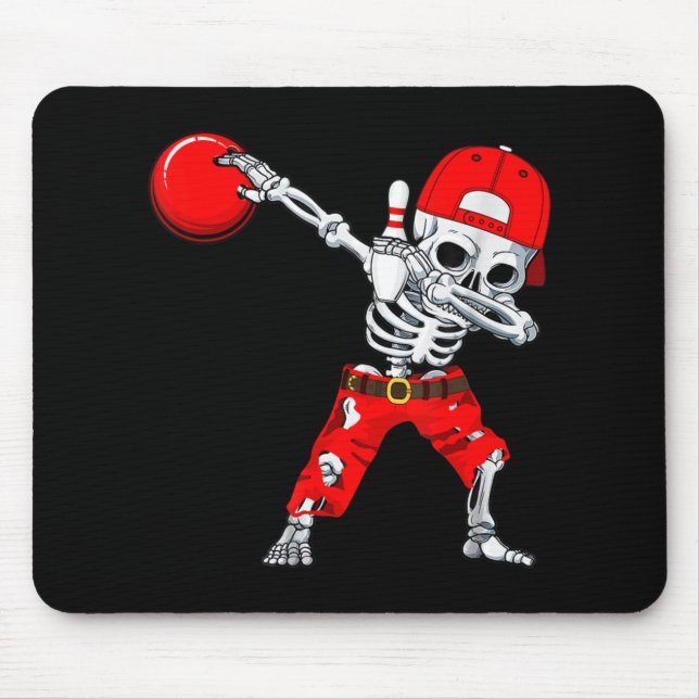 Alfombrilla De Ratón Dabbing Skeleton Bowl Fun Skull Halloween Costu (Frente)