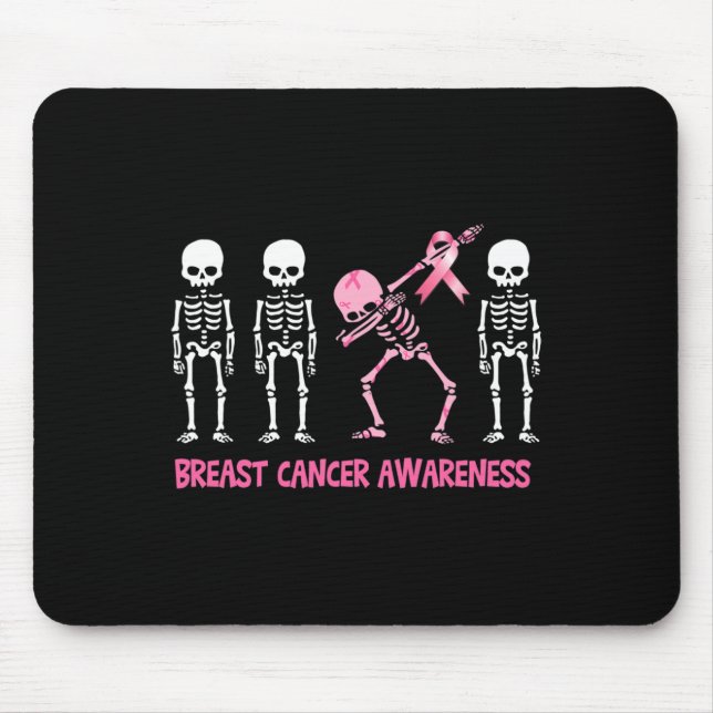 Alfombrilla De Ratón Dabbing Skeleton Cinta rosa Hallower de cáncer de  (Frente)