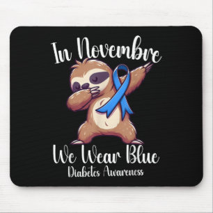Alfombrilla De Ratón Dabbing Sloth En Noviembre Usamos Diabetes Azules