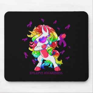 Alfombrilla De Ratón Dabbing Unicorn Epilepsy Awareness Ribbon Regalos