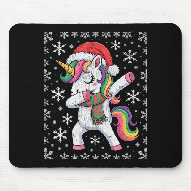Alfombrilla De Ratón Dabbing Unicorn Santa Hat Christmas Xmas Dab  (Frente)
