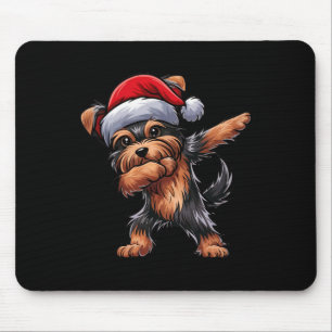 Alfombrilla De Ratón Dabbing Yorkshire Terrier Santa Hat Navidades Dab