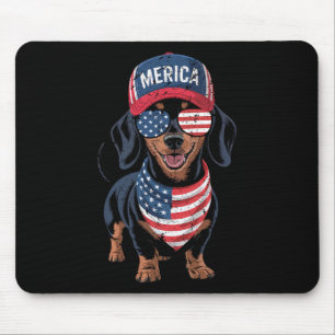 Alfombrilla De Ratón Dachshund 4 De Julio Bandera Estadounidense De EE.