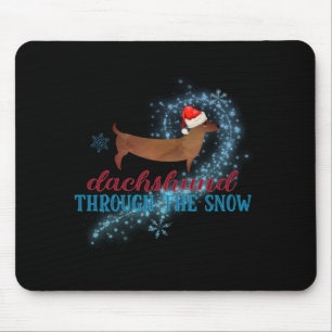 Alfombrilla De Ratón Dachshund a través de la nieve Santa Perro Navidad