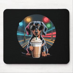 Alfombrilla De Ratón Dachshund bebiendo café con hielo animal perro mem