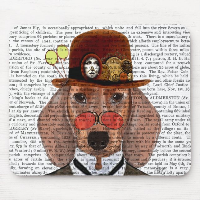 Alfombrilla De Ratón Dachshund con el Gorra Steampunk Bowler (Frente)