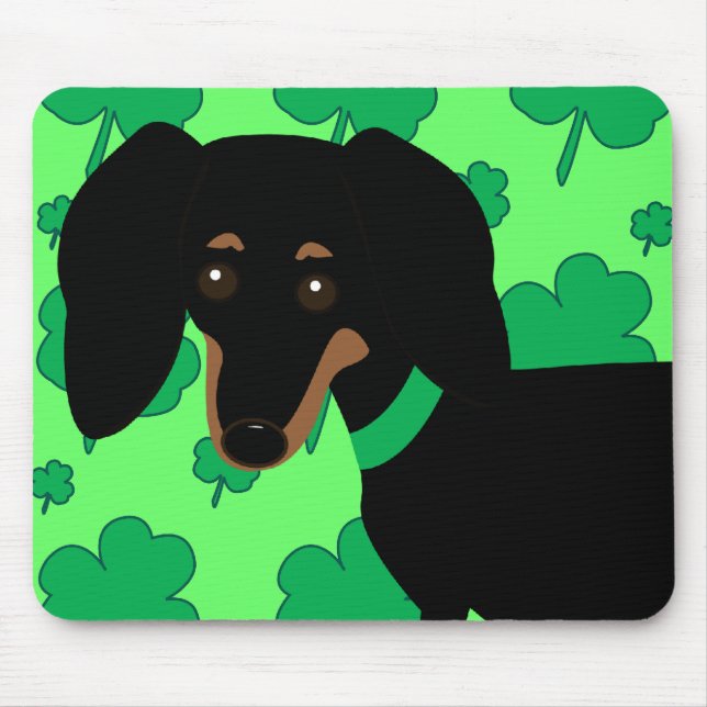 Alfombrilla De Ratón Dachshund con los tréboles (Frente)
