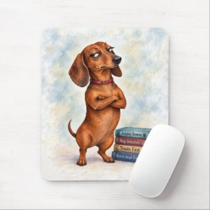 Alfombrilla De Ratón Dachshund confiado con libros divertidos