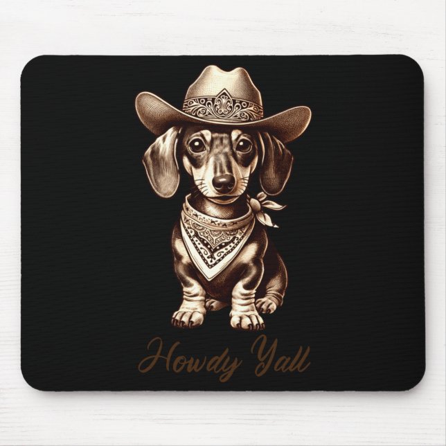 Alfombrilla De Ratón Dachshund Cowboy Cute Sausage Dog Cowboy Weiner Pu (Frente)
