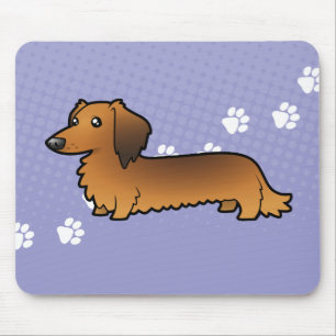 Alfombrilla De Ratón Dachshund del dibujo animado (de pelo largo)
