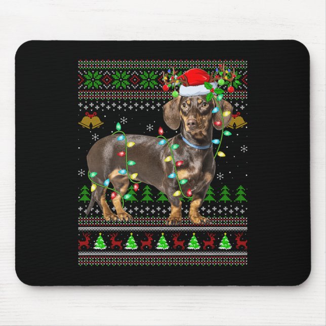 Alfombrilla De Ratón Dachshund Dog Ugly Christmas Sweaters Holiday Sant (Frente)